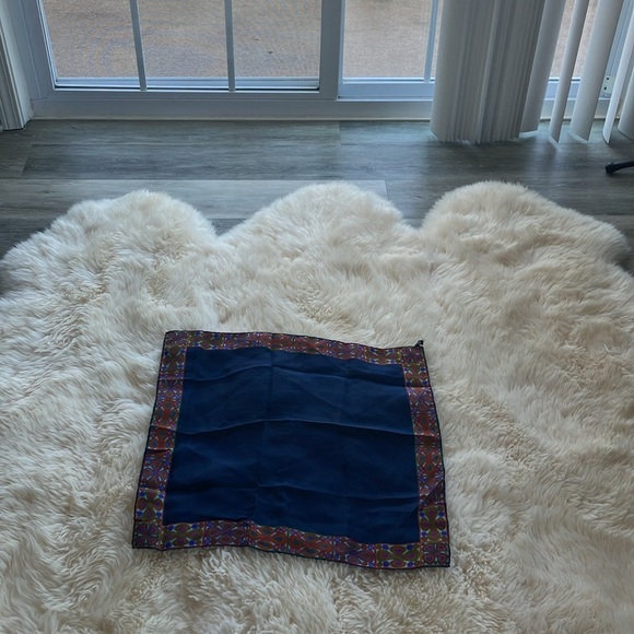 Vintage Bloomingdale’s Scarf Blue Orange Purple Silk Italy - Picture 5 of 8